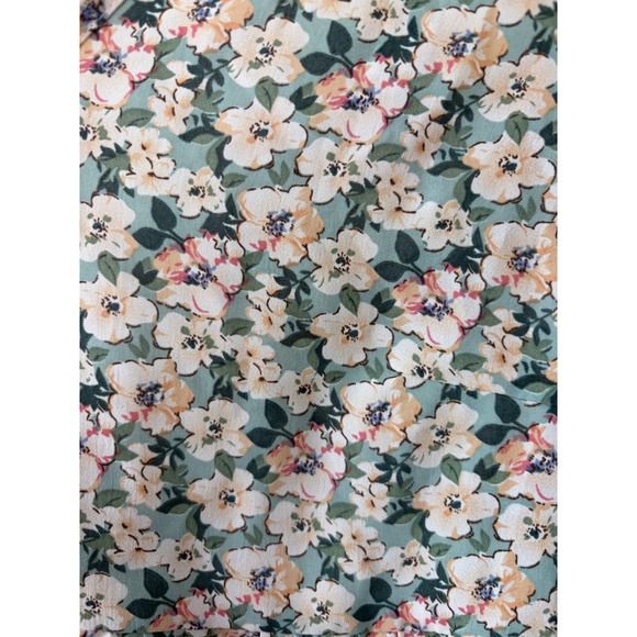 Sage Floral Babydoll Peplum Top Cottagecore Coquette Romantic Lace V Back Small - Picture 8 of 14